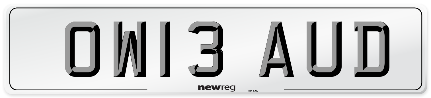 OW13 AUD Number Plate from New Reg